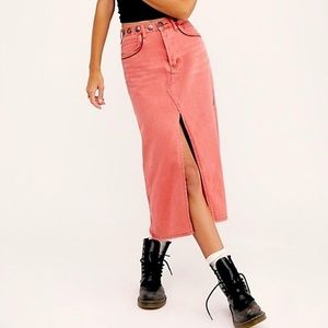 EUC One Teaspoon 26 CORAL STUDDED ROCKO LONG SKIRT